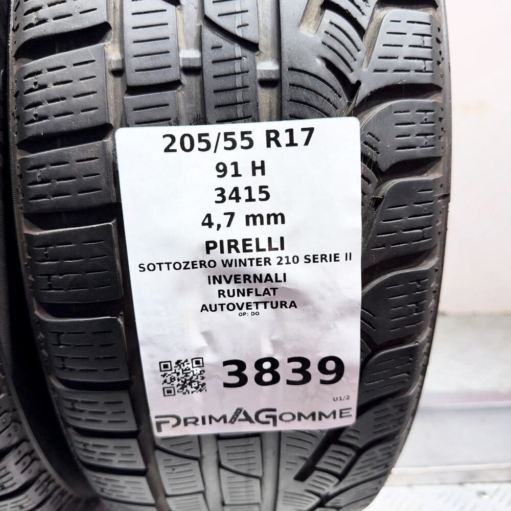 Gomme Usate 205 55 R17 91H Pirelli Sottozero Winter 210 Serie RunFlat Invernali - immagine 3