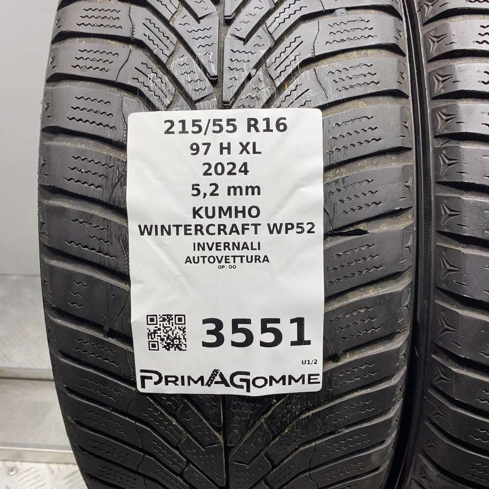 Gomme Usate 215 55 R16 97H XL Kumho Wintercraft WP52 74% Invernali - immagine 3