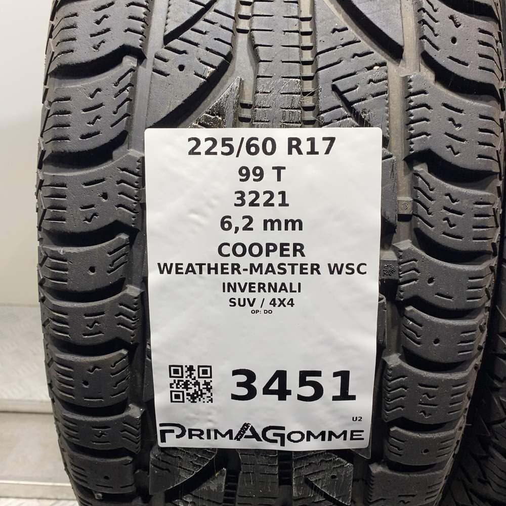 Gomme Usate 225 60 R17 99T Cooper Weather-Master Wsc 89% Invernali - immagine 4