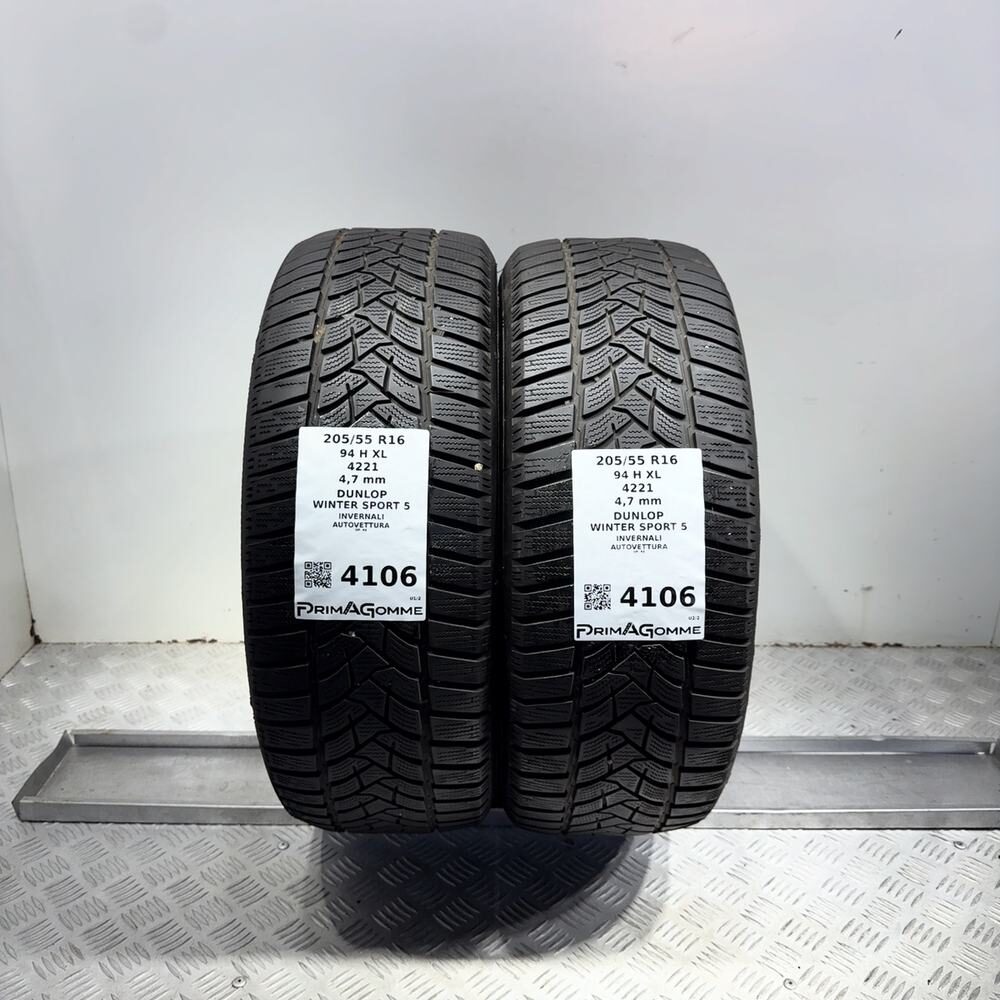 Gomme Usate 205 55 R16 XL 94H Dunlop Winter Sport 5 Invernali