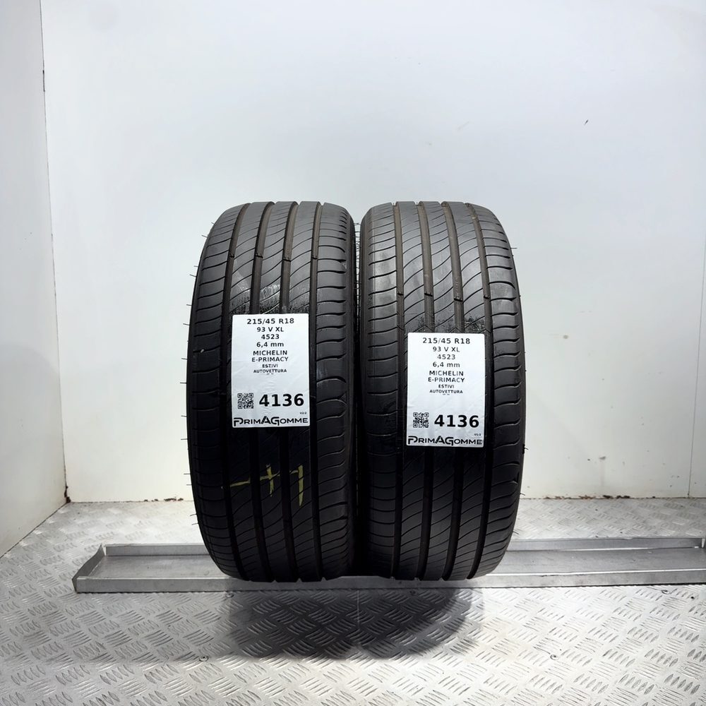 Gomme Usate 215 45 R18 93V XL Michelin E-Primacy 91% Estive