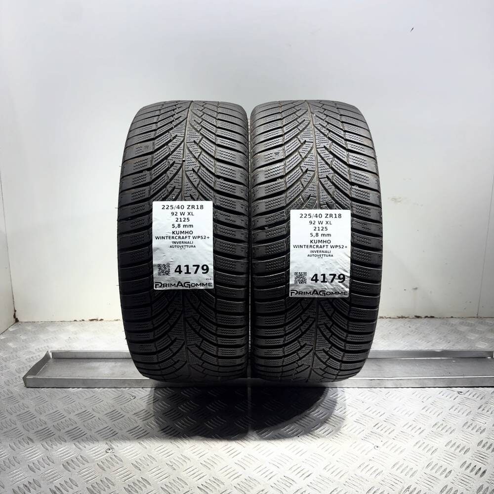 Gomme Usate 225 40 ZR18 92W XL Kumho Wintercraft WP52+ 83% Invernali