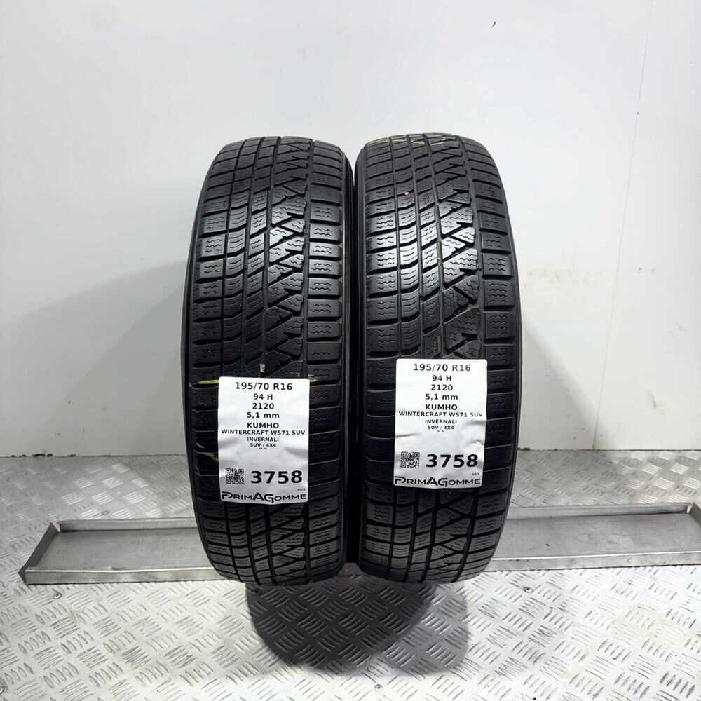 Gomme Usate 195 70 R16 94H Kumho Wintercraft WS71 SUV 73% Invernali