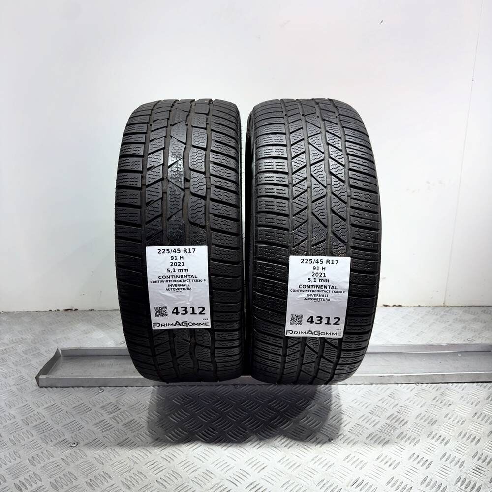 Gomme Usate 225 45 R17 91H Continental Contiwintercontact TS830 P 73% Invernali