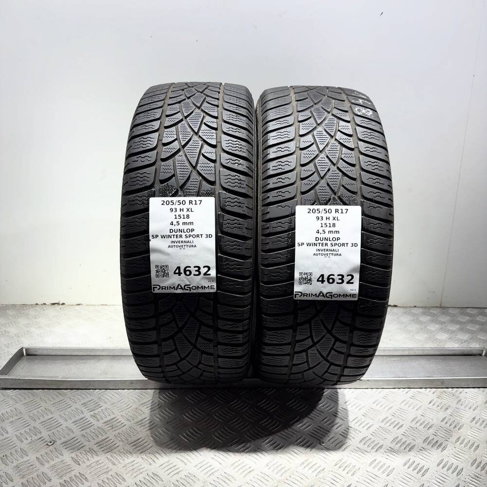 Gomme Usate 205 50 R17 93H XL Dunlop SP Winter Sport 3D Invernali