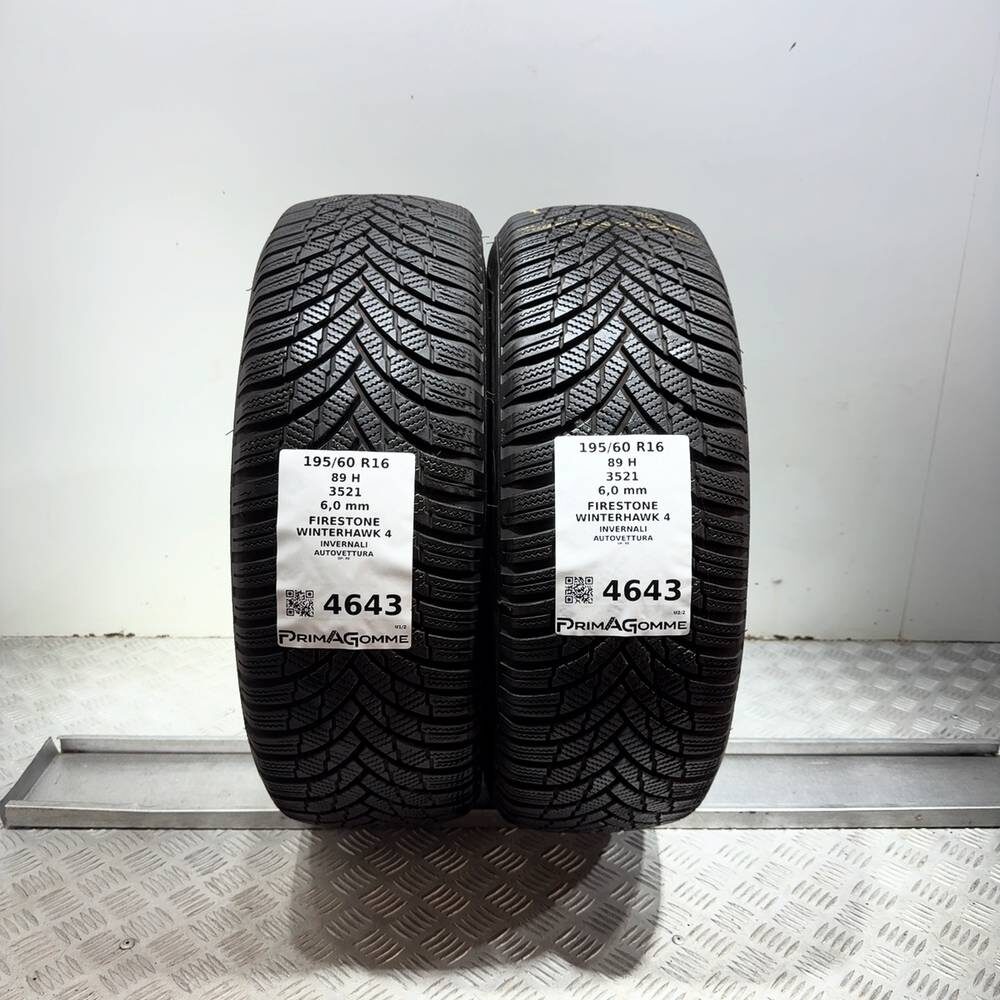 Gomme Usate 195 60 R16 89H Firestone Winterhawk 4 86% Invernali