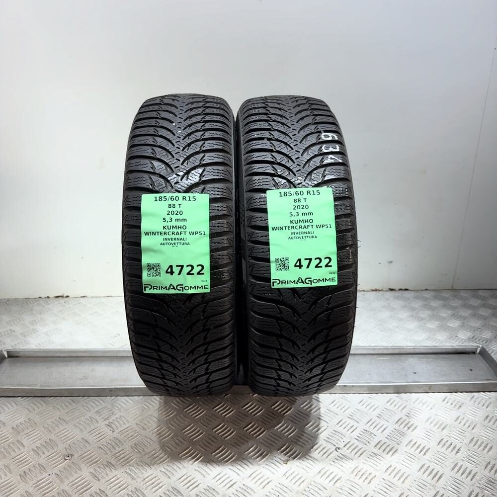 Gomme Usate 185 60 R15 88T Kumho Wintercraft WP51 76% Invernali