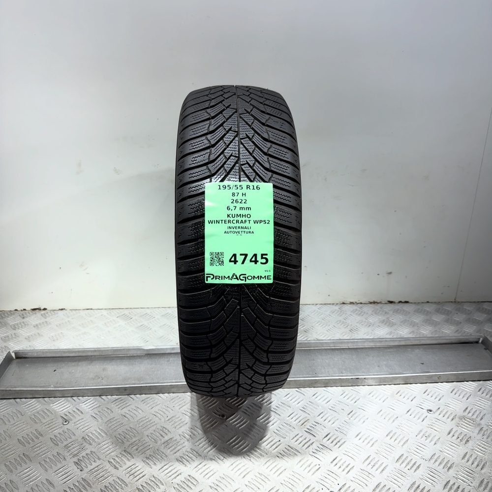Gomma Usata 195 55 R16 87H Kumho Wintercraft WP52 96% Invernale
