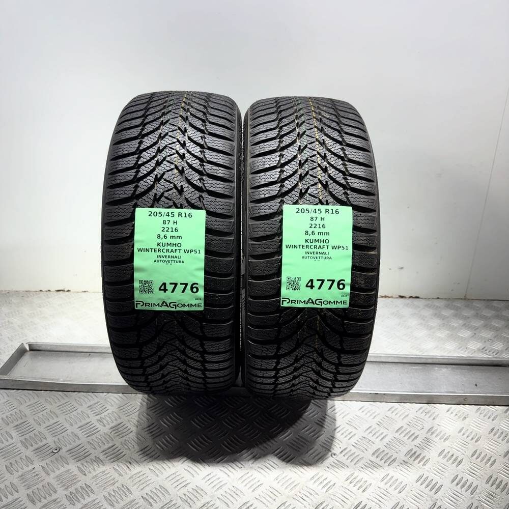 Gomme Usate 205 45 R16 87H Kumho Wintercraft WP51 98% Invernali