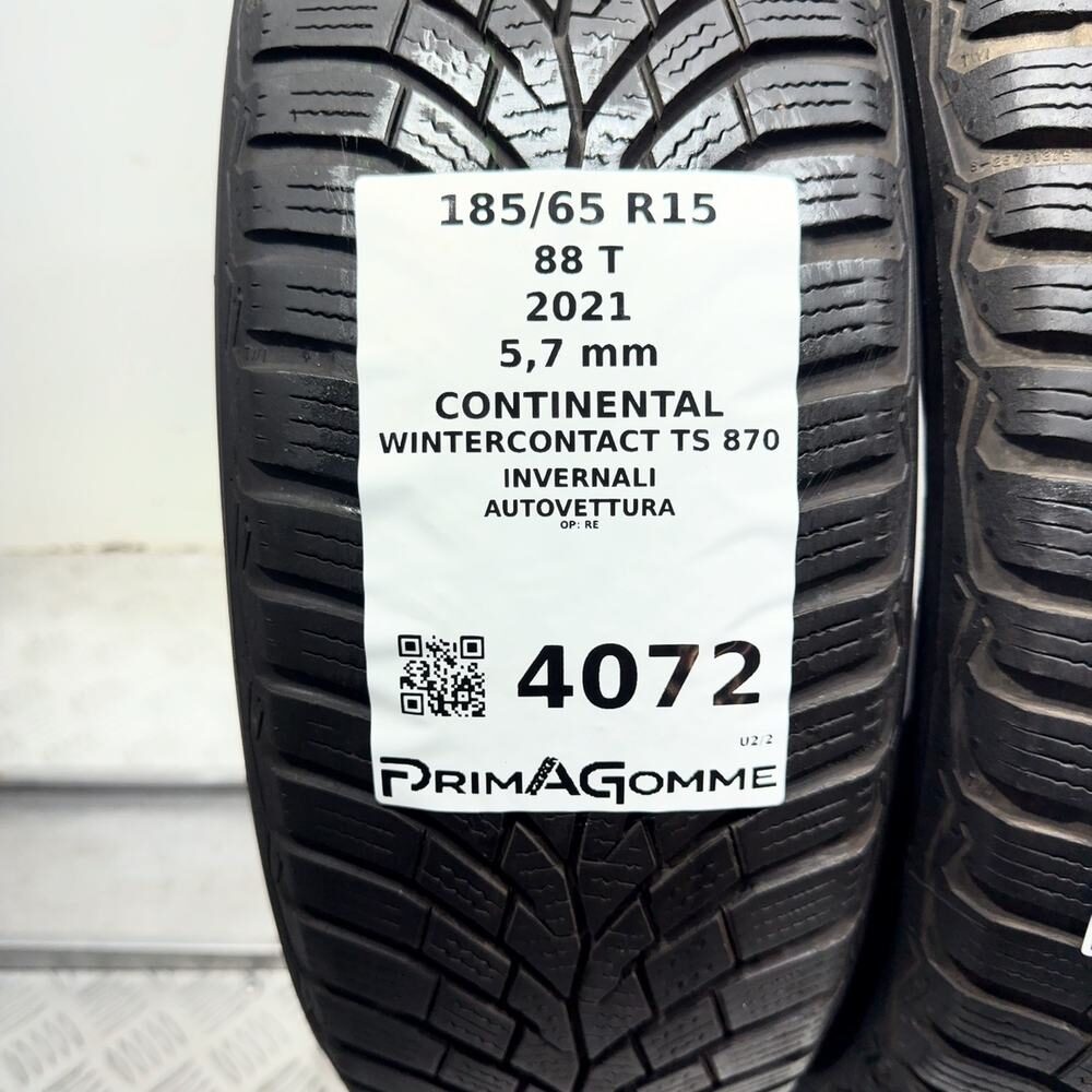 Gomme Usate 185 65 R15 88T Continental Wintercontact TS 870 81% Invernali - immagine 3