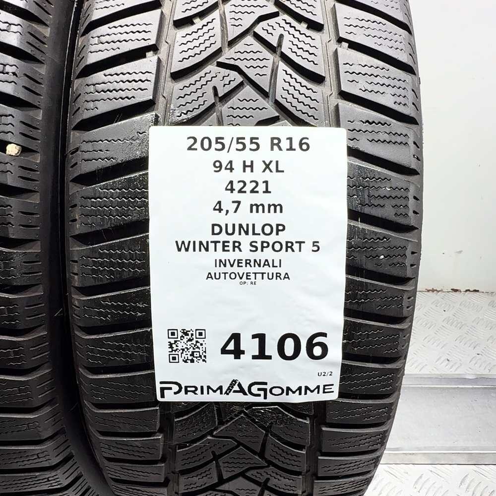 Gomme Usate 205 55 R16 XL 94H Dunlop Winter Sport 5 Invernali - immagine 3