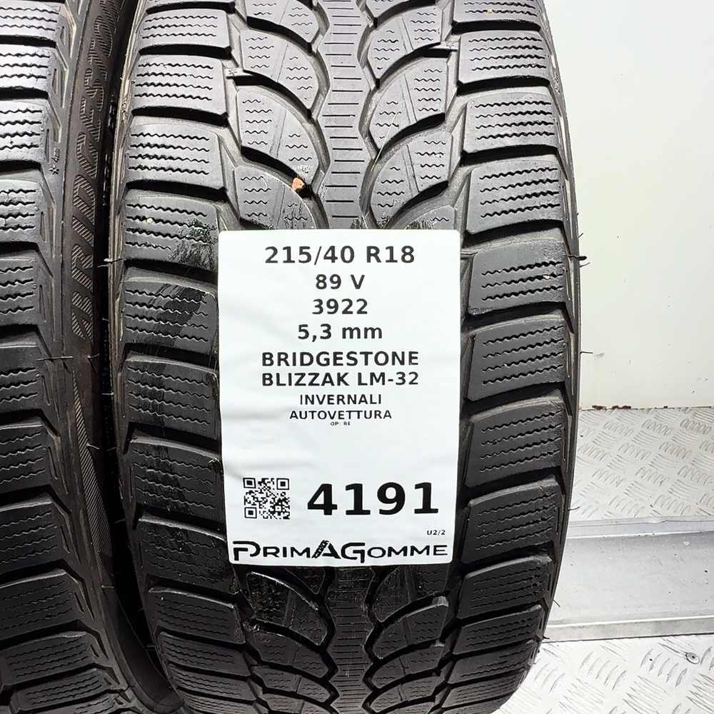 Gomme Usate 215 40 R18 89V Bridgestone Blizzak LM-32 76% Invernali - immagine 3