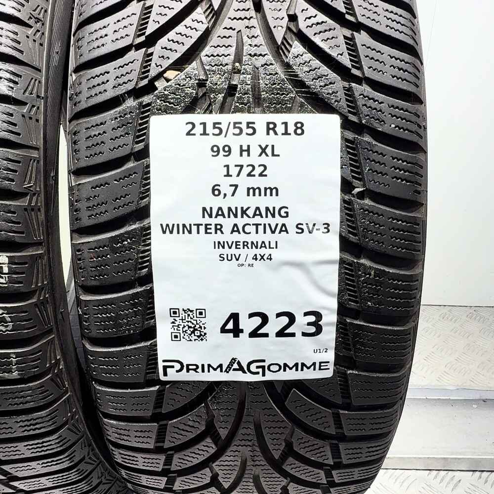 Gomme Usate 215 55 R18 99H XL Nankang Winter Activa SV-3 96% Invernali - immagine 3