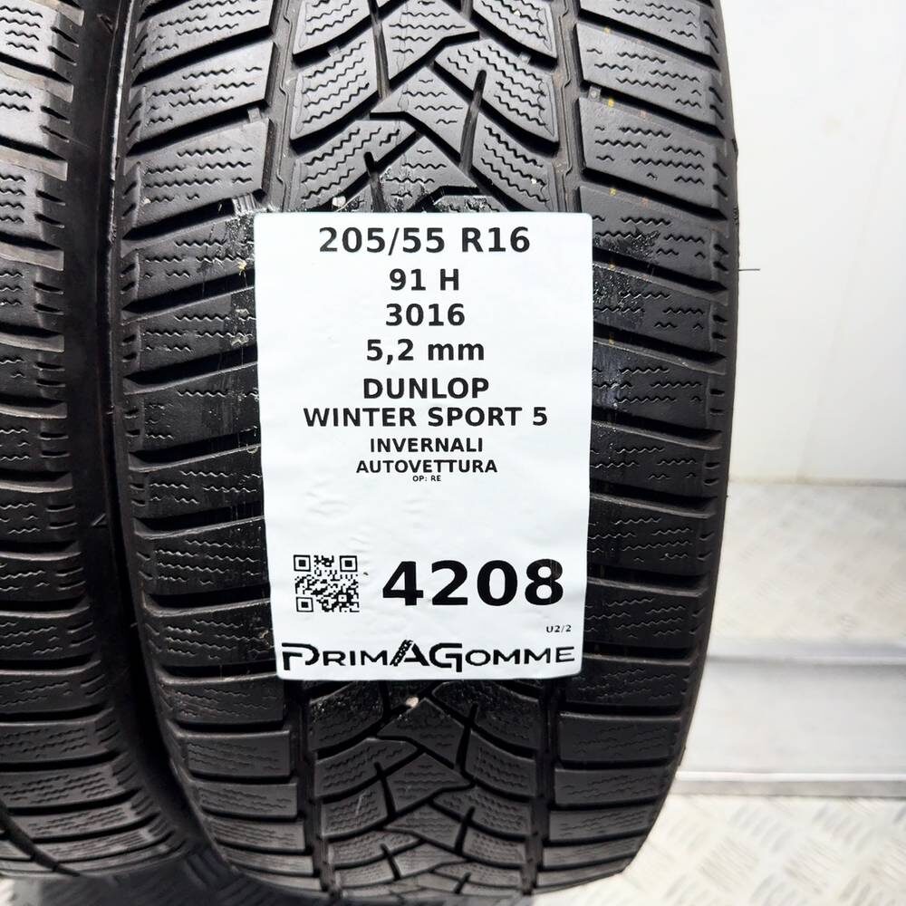 Gomme Usate 205 55 R16 91H Dunlop Winter Sport 5 74% Invernali - immagine 3