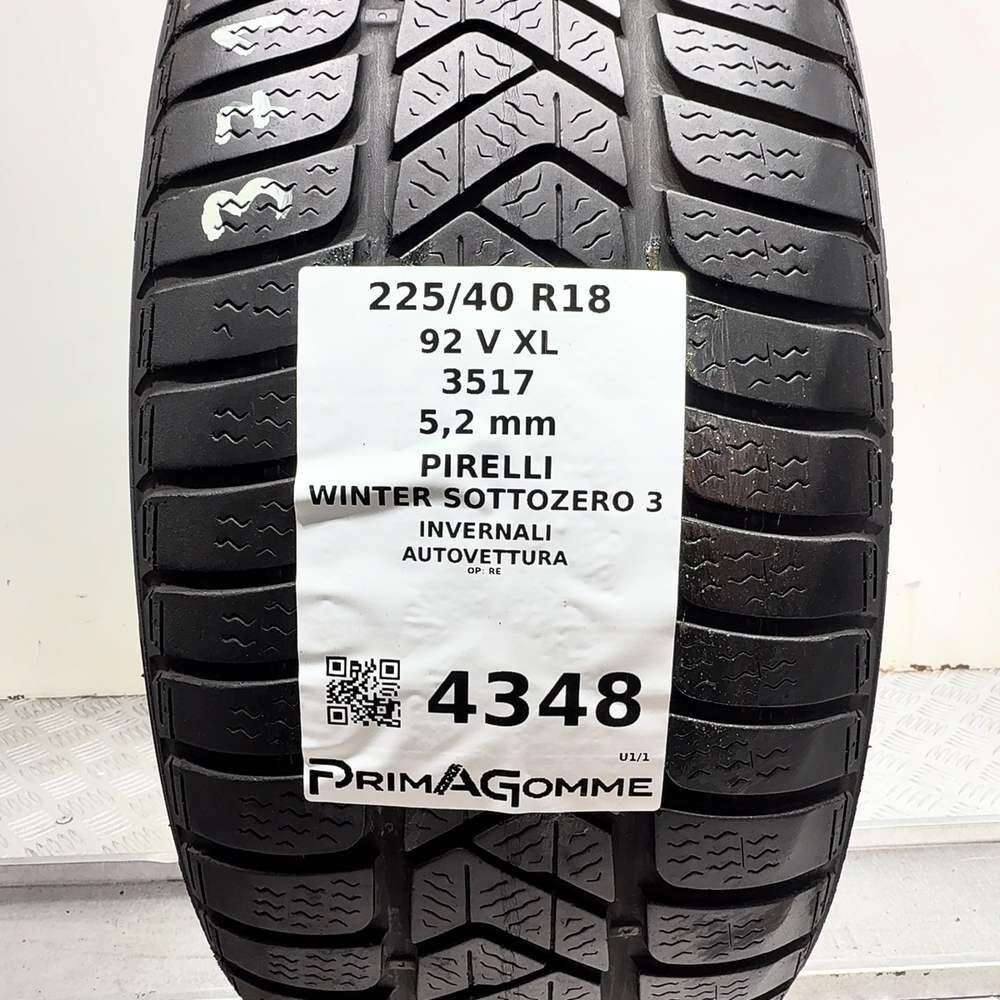 Gomma Usata 225 40 R18 92V XL Pirelli Winter Sottozero 3 74% Invernali - immagine 3