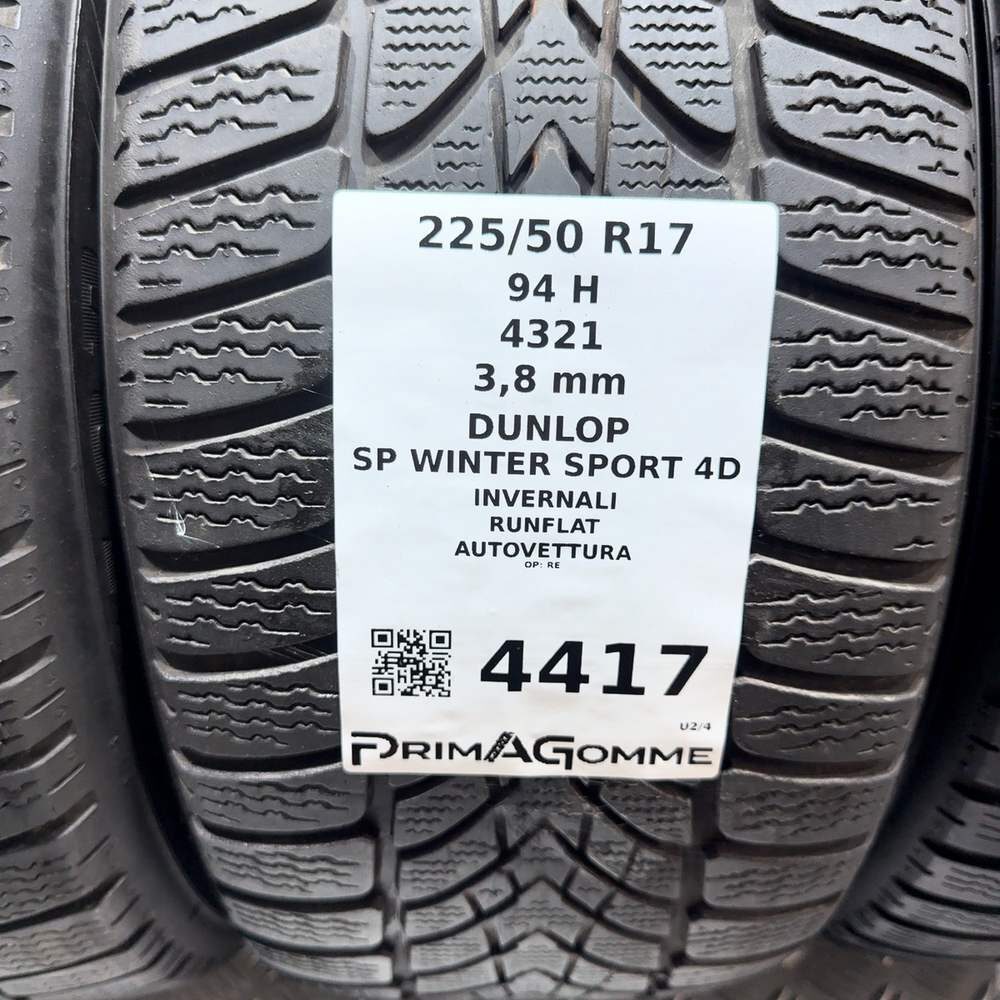 Gomme Usate 225 50 R17 94H Dunlop SP Winter Sport 4D RunFlat Invernali - immagine 3