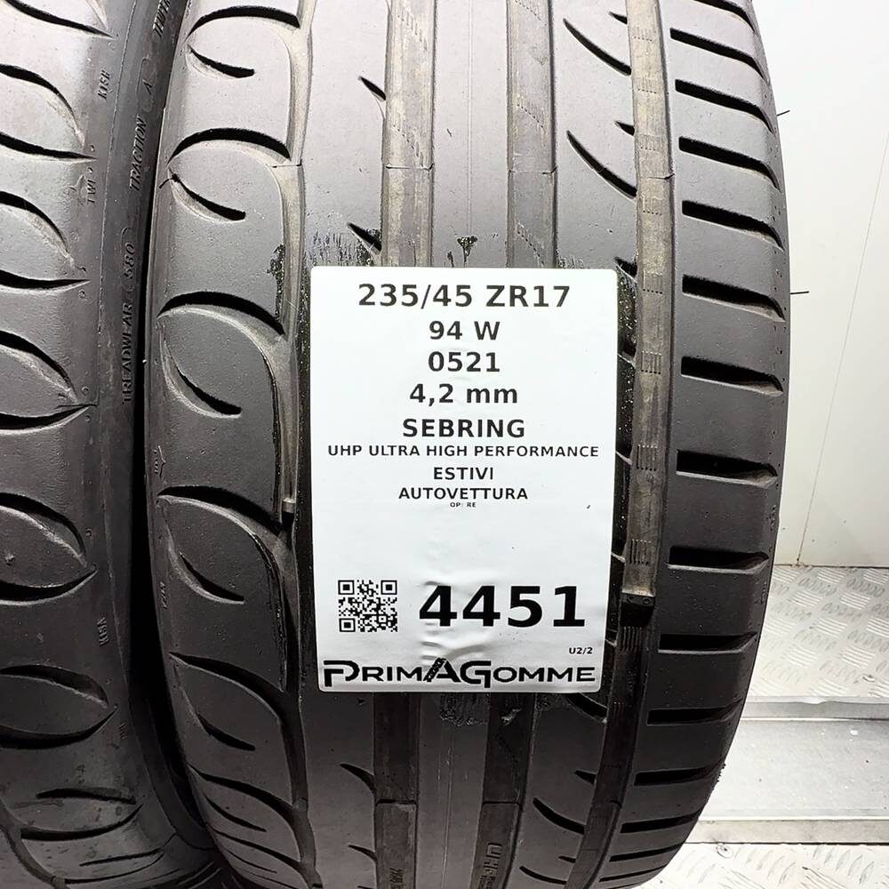Gomme Usate 235 45 ZR17 94W Sebring Uhp Ultra High Performance Estive - immagine 3