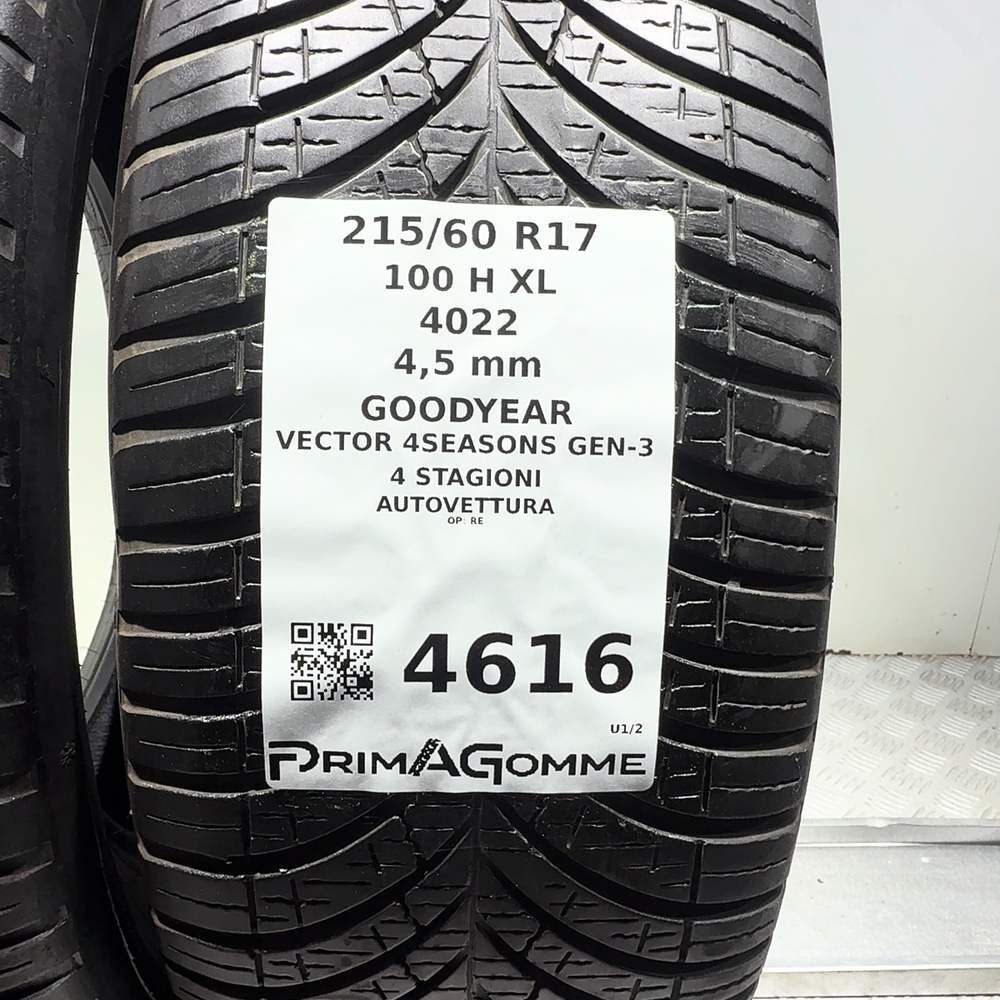 Gomme Usate 215 60 R17 100H XL Goodyear Vector 4Seasons Gen-3 4 Stagioni - immagine 3