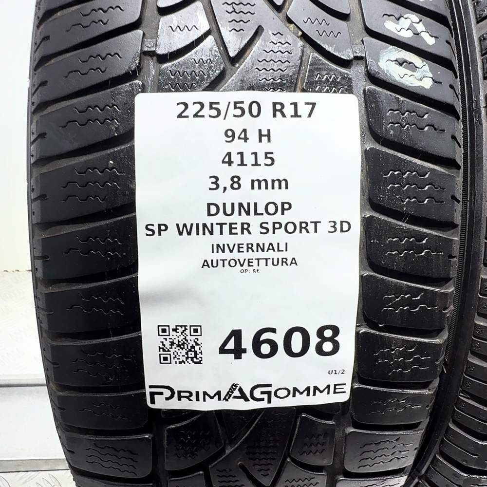 Gomme Usate 225 50 R17 94H Dunlop SP Winter Sport 3D Invernali - immagine 3