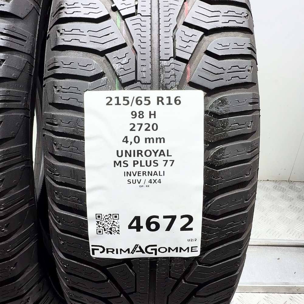 Gomme Usate 215 65 R16 98H Uniroyal MS Plus 77 Invernali - immagine 3