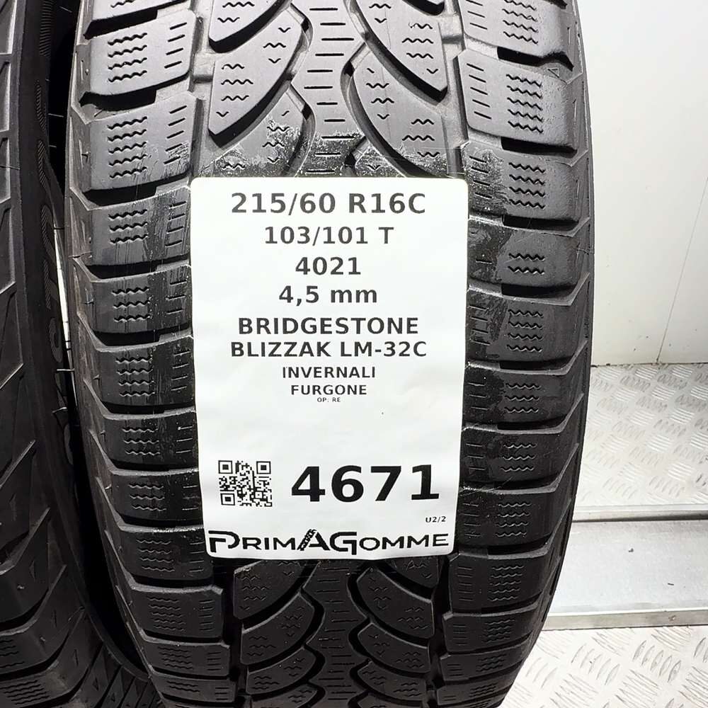 Gomme Usate 215 60 R16C 103/101T Bridgestone Blizzak LM-32C Invernali - immagine 3