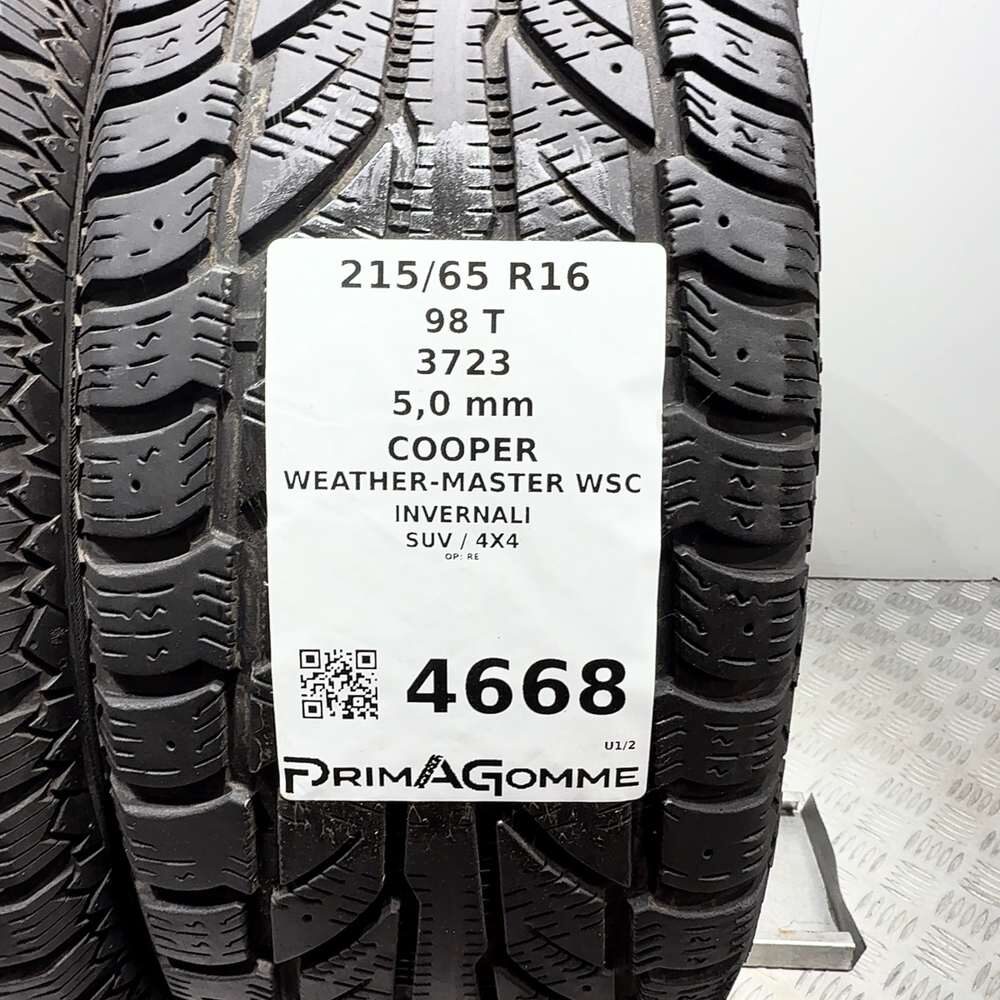 Gomme Usate 215 65 R16 98T Cooper Weather-Master Wsc 71% Invernali - immagine 3