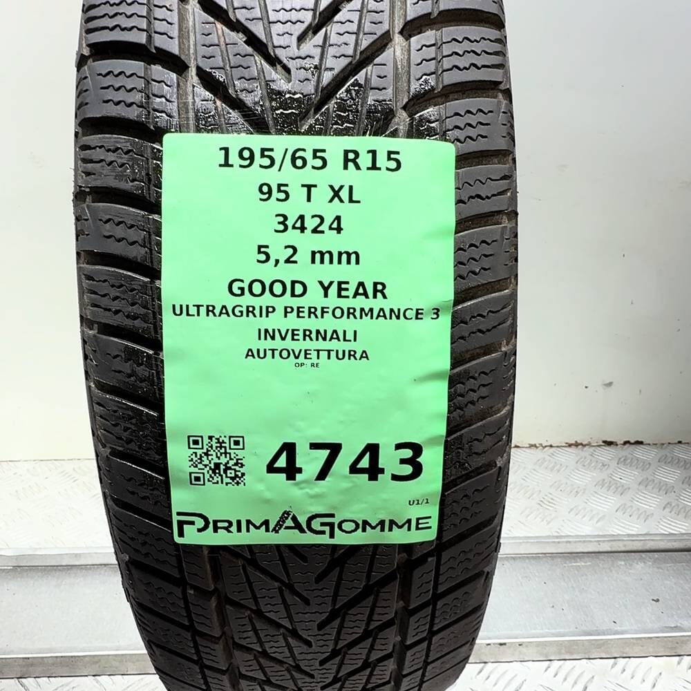 Gomma Usata 195 65 R15 95T XL Good Year Ultragrip Performance 3 74% Invernale - immagine 3
