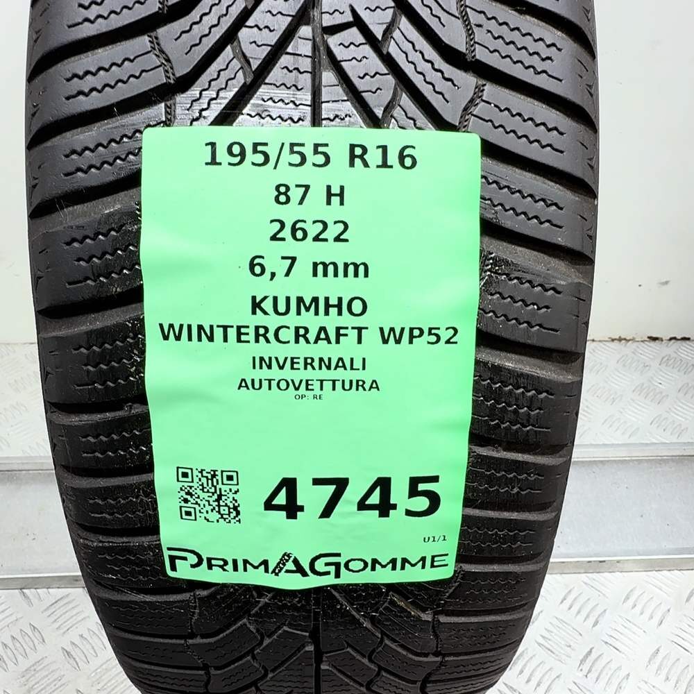 Gomma Usata 195 55 R16 87H Kumho Wintercraft WP52 96% Invernale - immagine 3