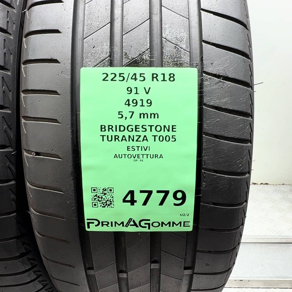 Gomme Usate 225 45 R18 91V Bridgestone Turanza T005 81% Estive - immagine 3