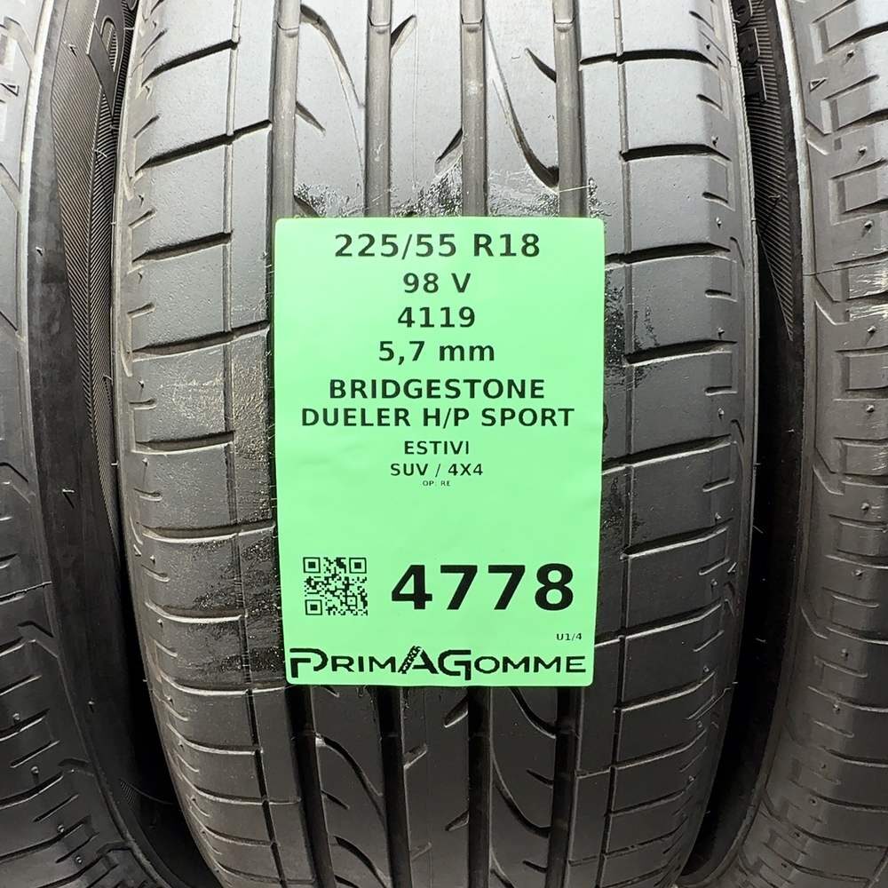 Gomme Usate 225 55 R18 98V Bridgestone Dueler H/P Sport 81% Estive - immagine 3