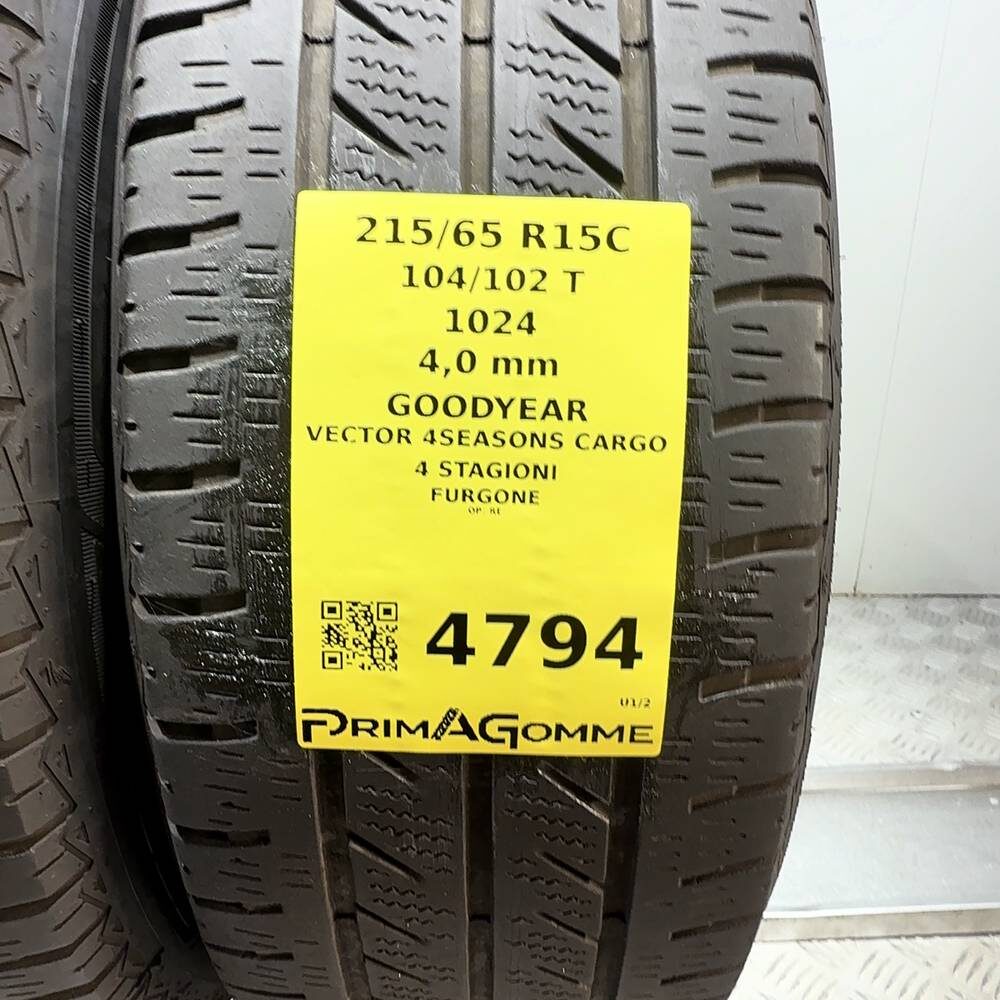 Gomme Usate 215 65 R15C 104/102T Goodyear Vector 4Seasons Cargo 4 Stagioni - immagine 3