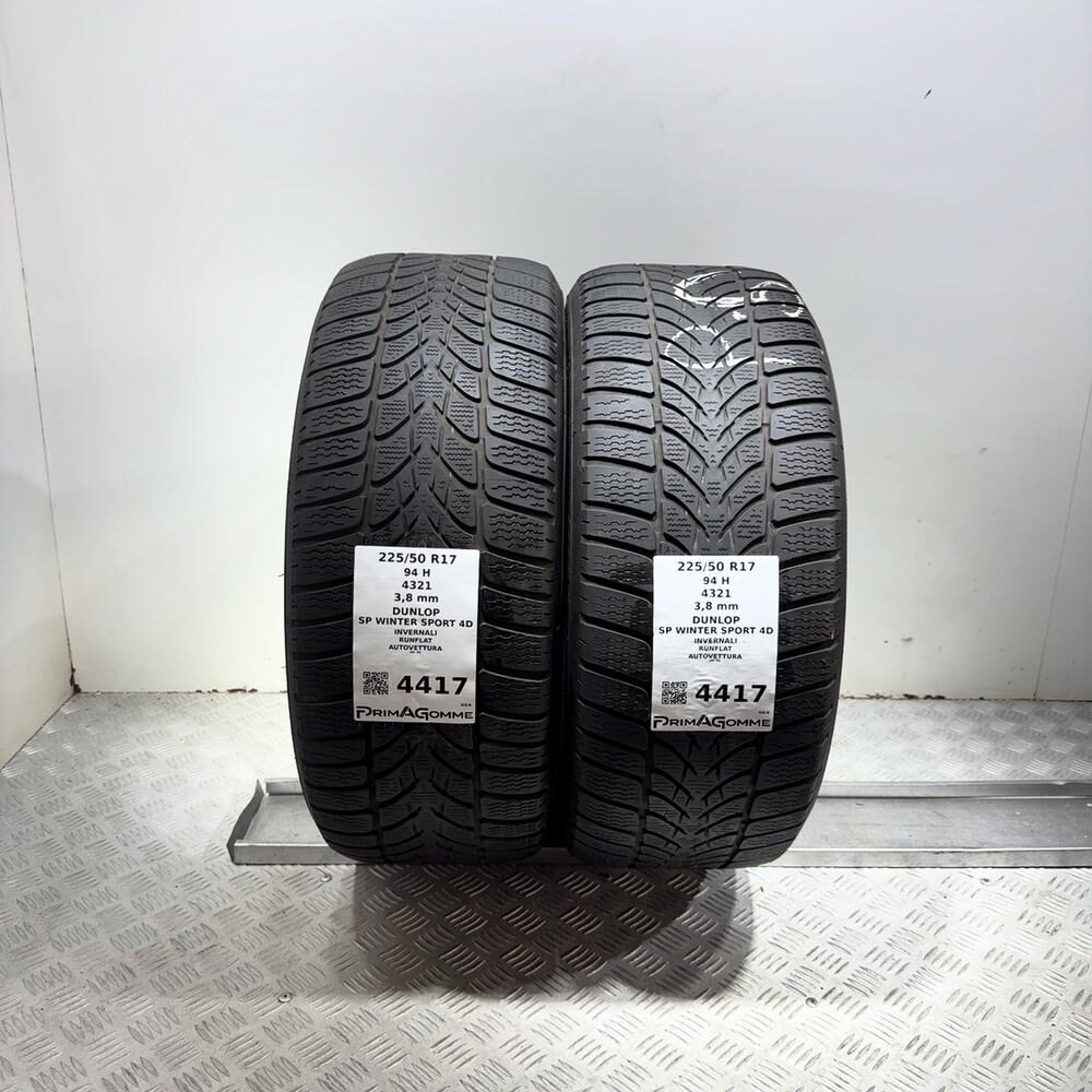 Gomme Usate 225 50 R17 94H Dunlop SP Winter Sport 4D RunFlat Invernali - immagine 4