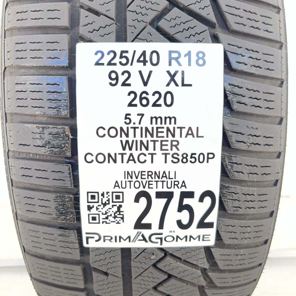 Gomma Usata 225 40 R18 92V XL Continental WinterContact TS850P 81% Invernale - immagine 3