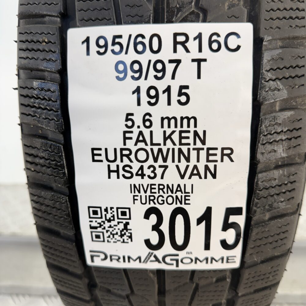 Gomma Usata 195 60 R16C 99/97T Falken Eurowinter HS437 Van 80% Invernale - immagine 3