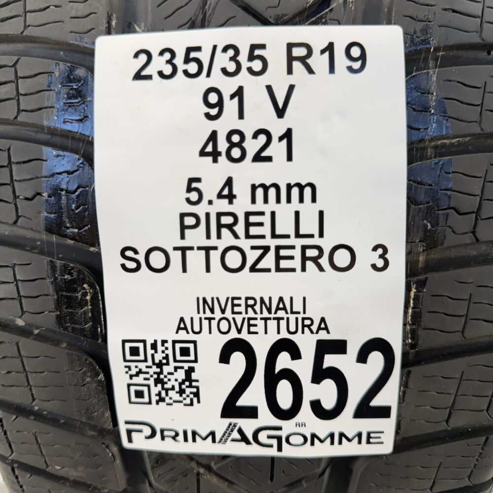 Gomma Usata 235 35 R19 91V Pirelli Sottozero 3 77% Invernale - immagine 3