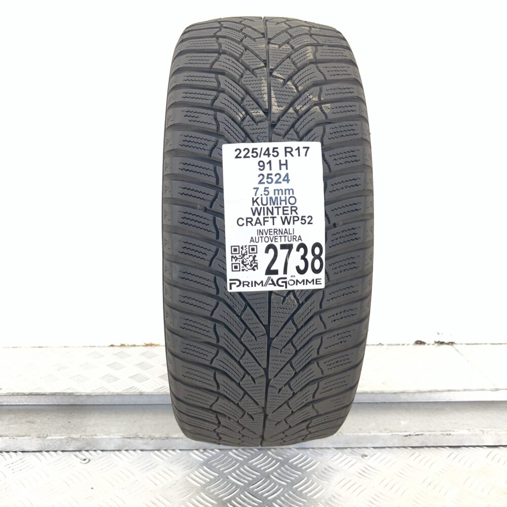 Gomma Usata 225 45 R17 91H Kumho Winter Craft WP52 94% Invernale