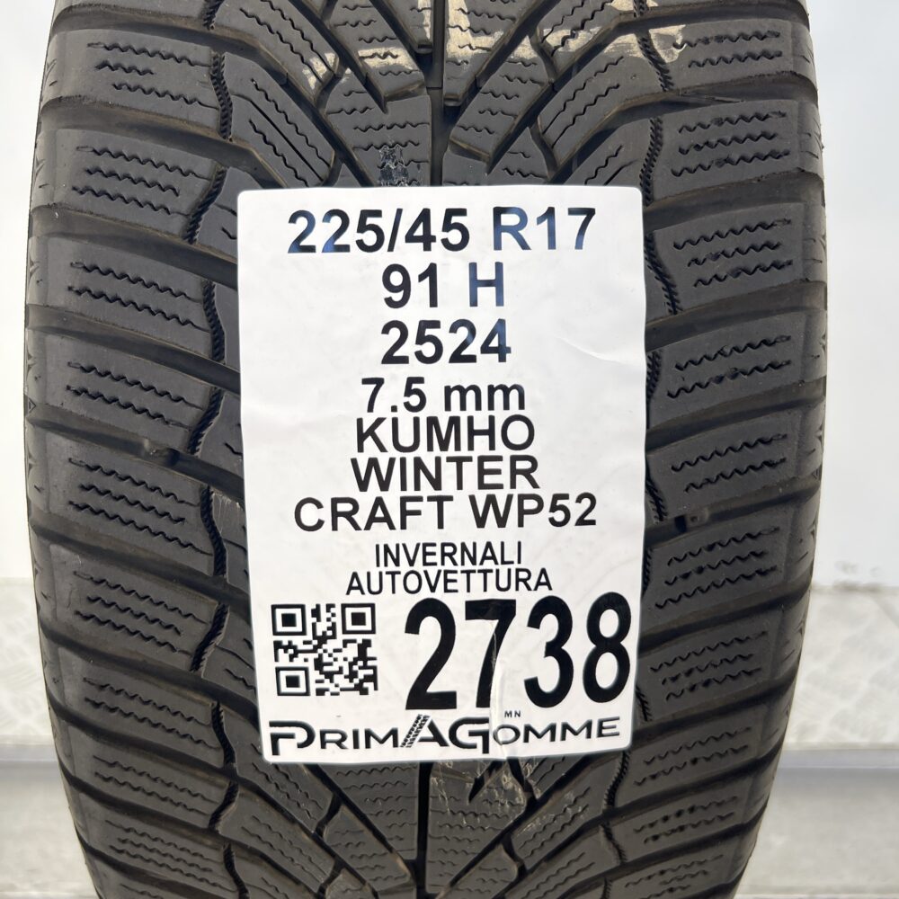 Gomma Usata 225 45 R17 91H Kumho Winter Craft WP52 94% Invernale - immagine 3