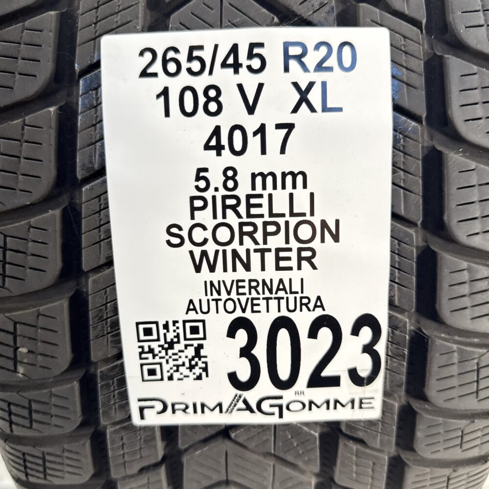 Gomma Usata 265 45 R20 108V XL Pirelli Scorpion Winter 83% Invernale - immagine 9