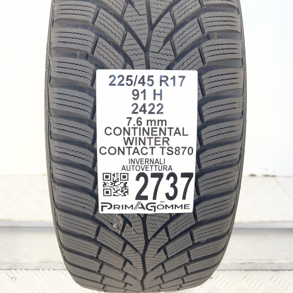 Gomma Usata 225 45 R17 91H Continental Winter Contact TS870 95% Invernale - immagine 3