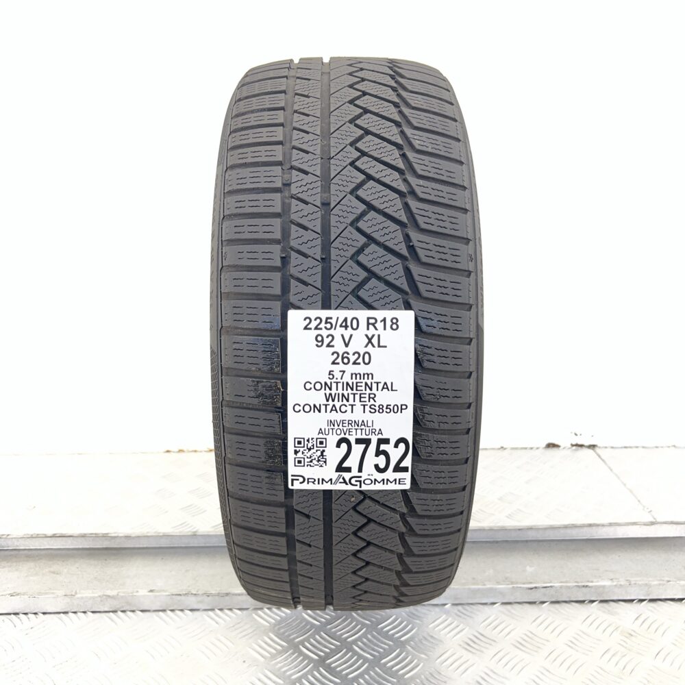 Gomma Usata 225 40 R18 92V XL Continental WinterContact TS850P 81% Invernale