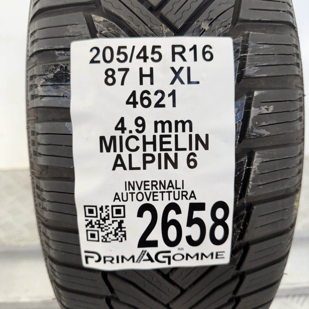 Gomma Usata 205 45 R16 87H XL Michelin Alpin 6 Invernale - immagine 3