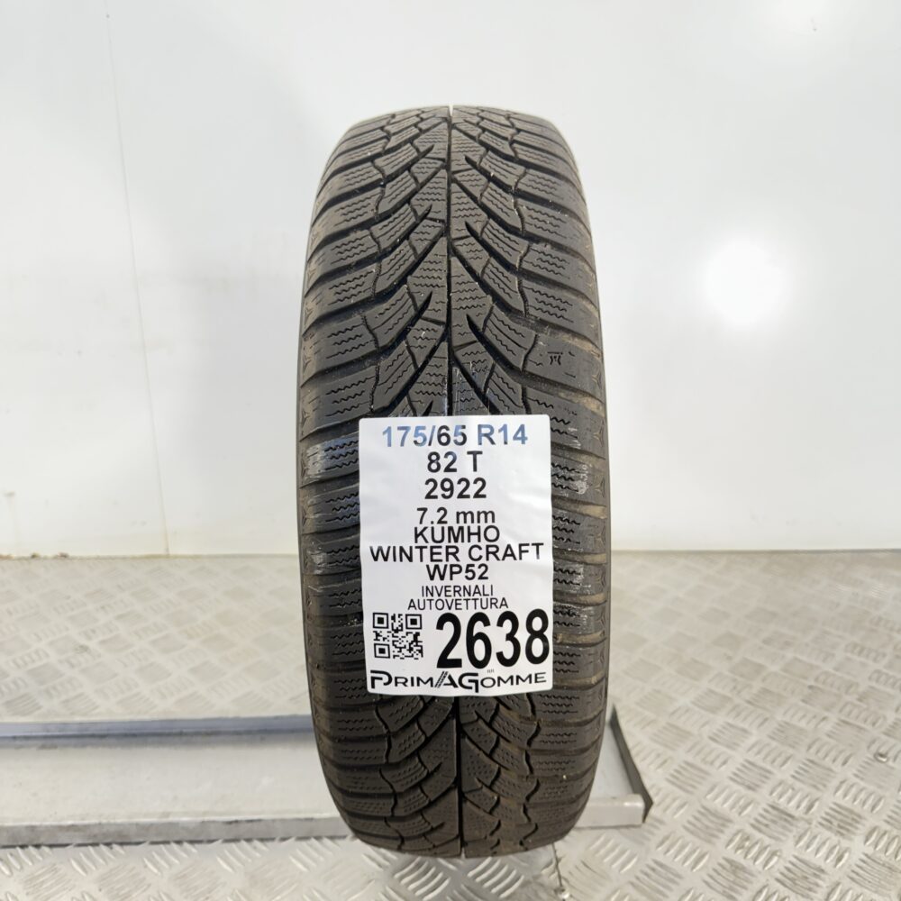 Gomma Usata 175 65 R14 82T Kumho Winter Craft WP52 98% Invernale