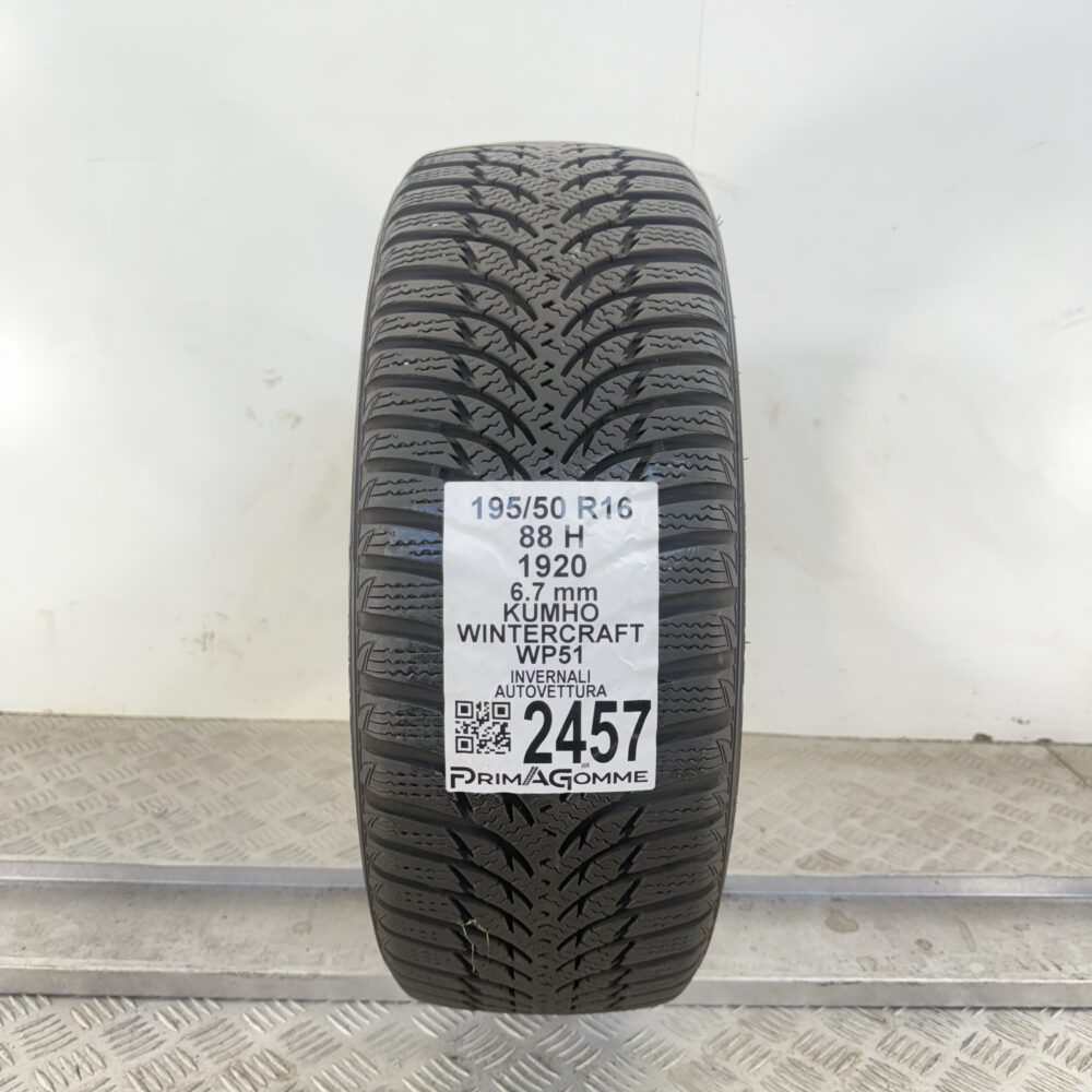 Gomma Usata 195 50 R16 88H Kumho Wintercraft WP51 96% Invernale
