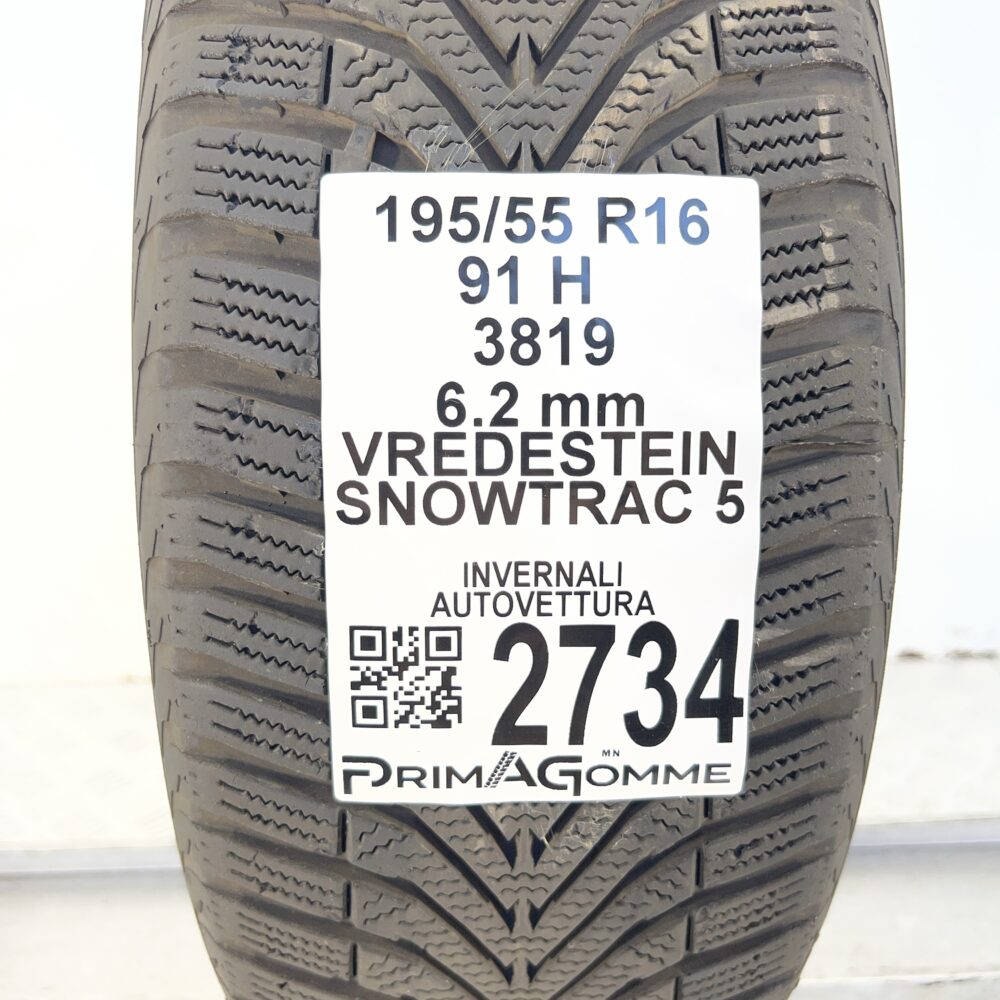 Gomma Usata 195 55 R16 91H Vredestein Snowtrac 5 78% Invernale - immagine 7