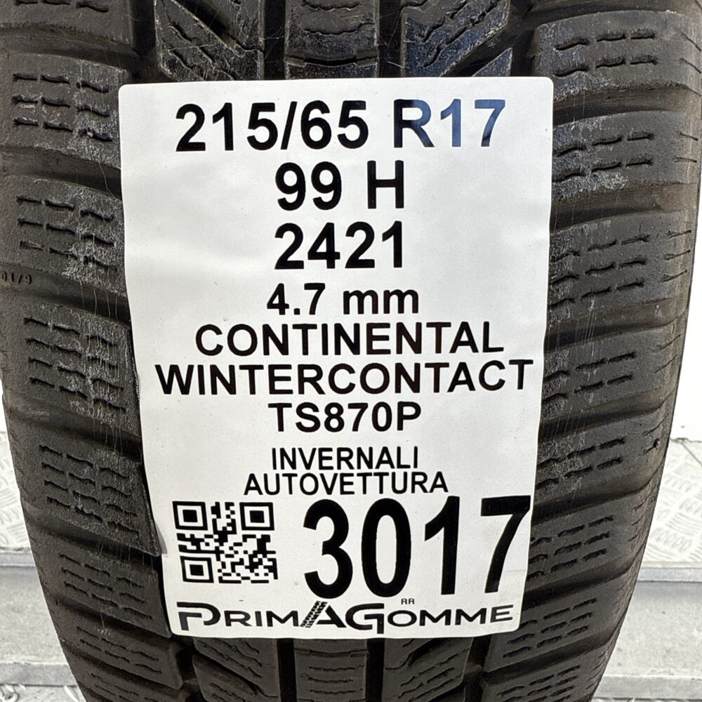 Gomma Usata 215 65 R17 99H Continental WinterContact TS870P Invernale - immagine 3