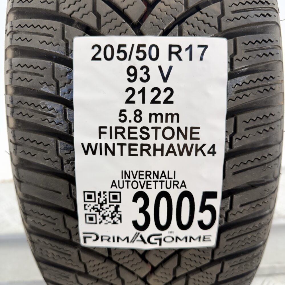 Gomma Usata 205 50 R17 93V Firestone Winterhawk 4 83% Invernale - immagine 3