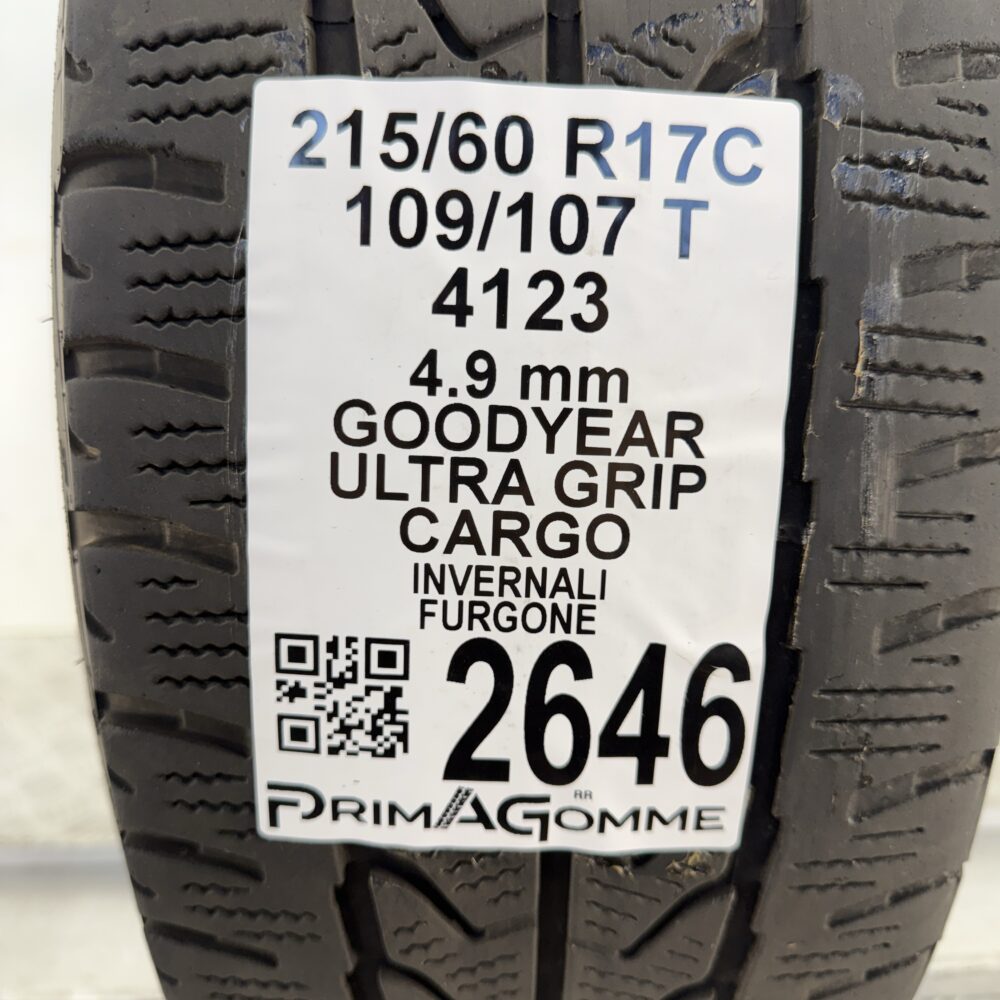 Gomma Usata 215 60 R17C 109/107T Goodyear Ultra Grip Cargo Invernale - immagine 3