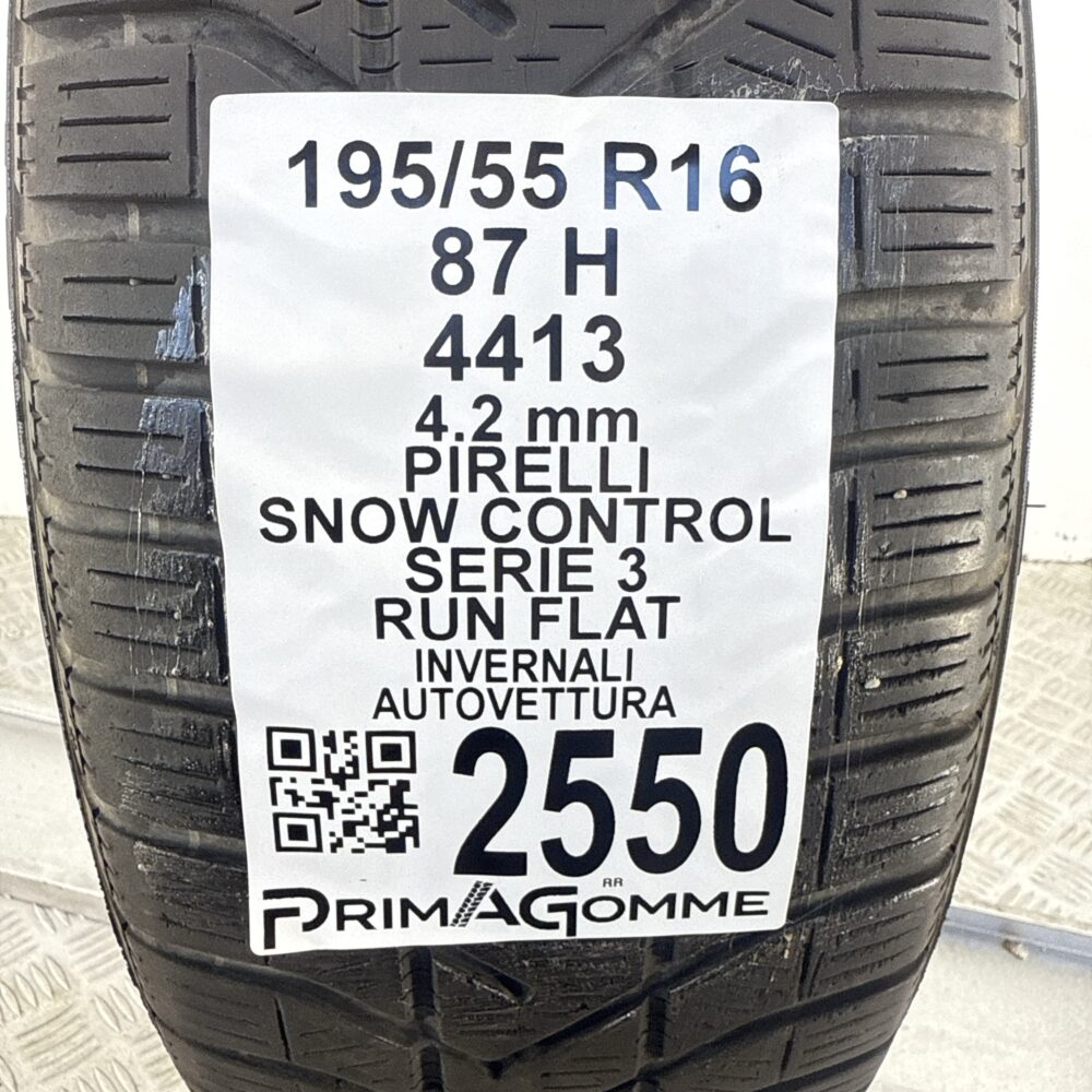 Gomma Usata 195 55 R16 87H Pirelli Snow Control Serie 3 RunFlat Invernale - immagine 3