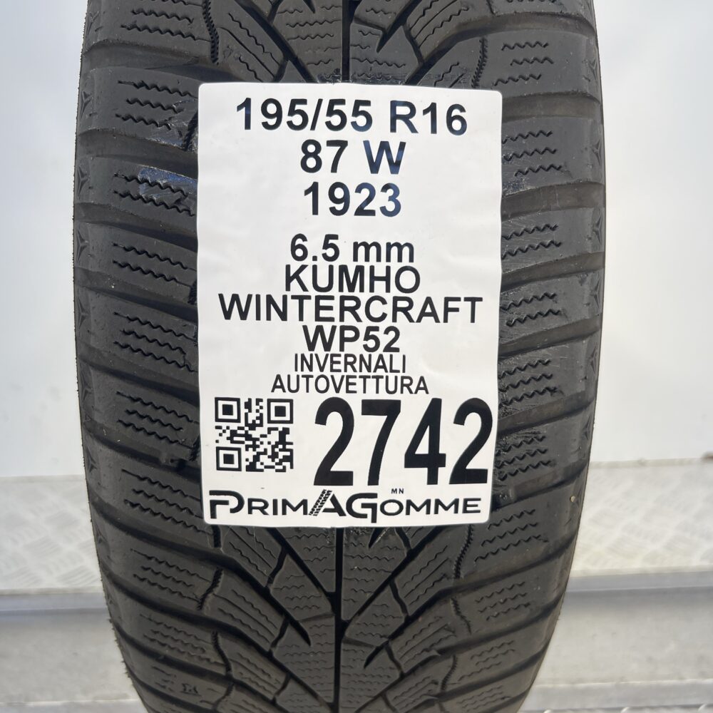 Gomma Usata 195 55 R16 87W Kumho Wintercraft WP52 81% Invernale - immagine 3