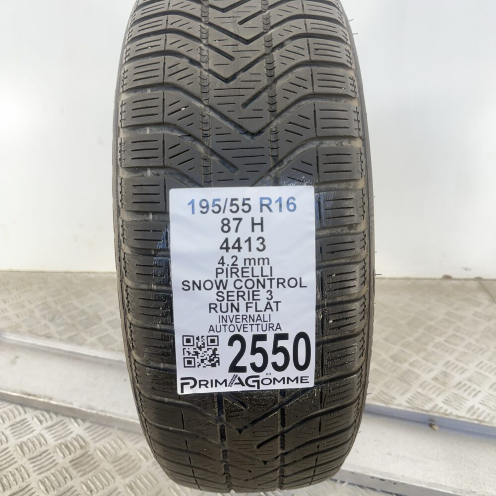 Gomma Usata 195 55 R16 87H Pirelli Snow Control Serie 3 RunFlat Invernale